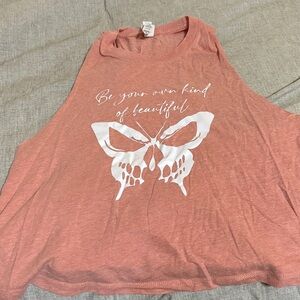 Peach (pink) CVG Sleeveless crop Top with Butterfly Design